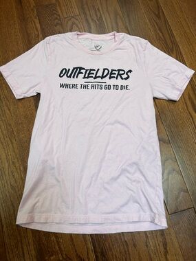 Send It Brand Outfielders Pink Graphic Tee - "Where The Hits Go To Die." Size M